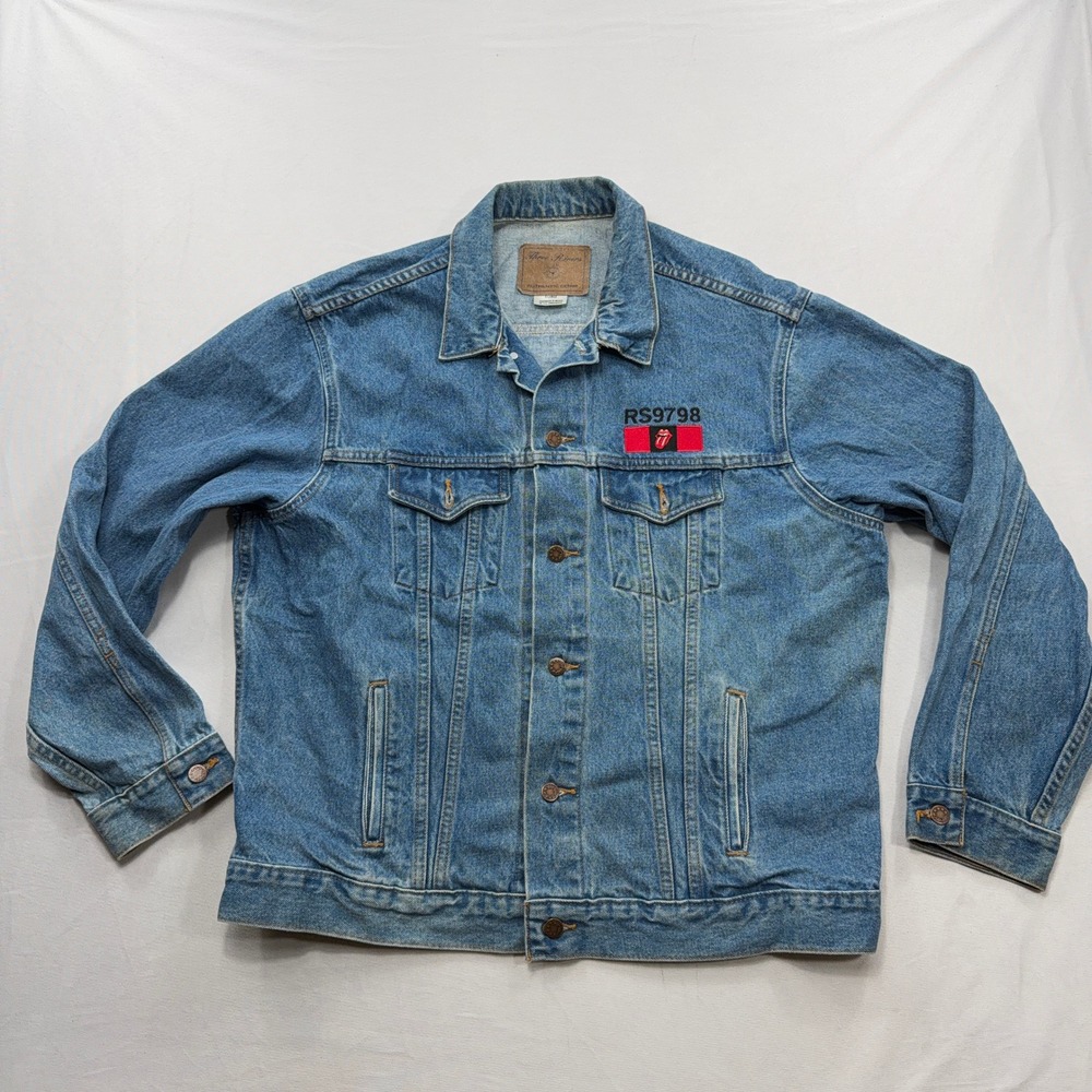 Rolling Stones RS9798 Three Rivers Denim Jacket XL Embroidered Logo Vintage USA